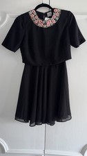 ASOS Black Short Sleeve Beaded Short Dress