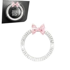 Bow Tie Push Start Button, Alloy Rhinestone Decorative Ignition 1 PC White