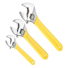 3pcs Adjustable Wrench 6/8/10" Wide Jaw Wrench Adjustable Repairs Spanner Yellow