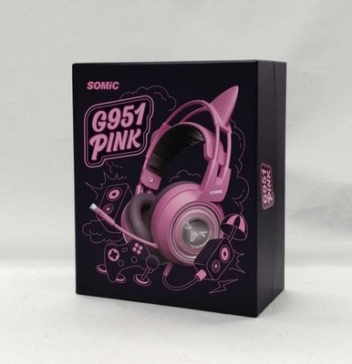 SOMIC G951 Pink Cat Ear 7.1 Gaming Headset USB PC Cute LED Vibes