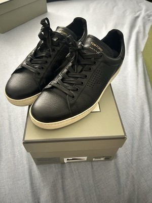 Tom Ford Men s Warwick Black Leather Sneakers Shoes Size 10 Italy