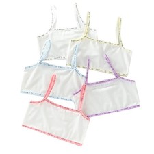 5 Pieces Girls Cotton Training Crop Bra Lightweight Sports Bras 9-12 Years