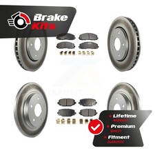 Front Rear Coated Disc Brake Rotors And Semi-Metallic Pads Kit For