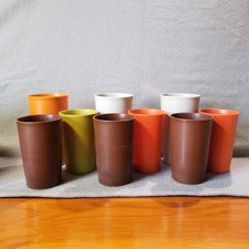 Lot of 9 Vintage Tupperware Tumblers Cups in Two Sizes 4 Colors