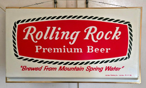 ROLLING ROCK Premium Beer 2-Sided Lighted Hanging Sign 20X11" Latrobe Brewing PA