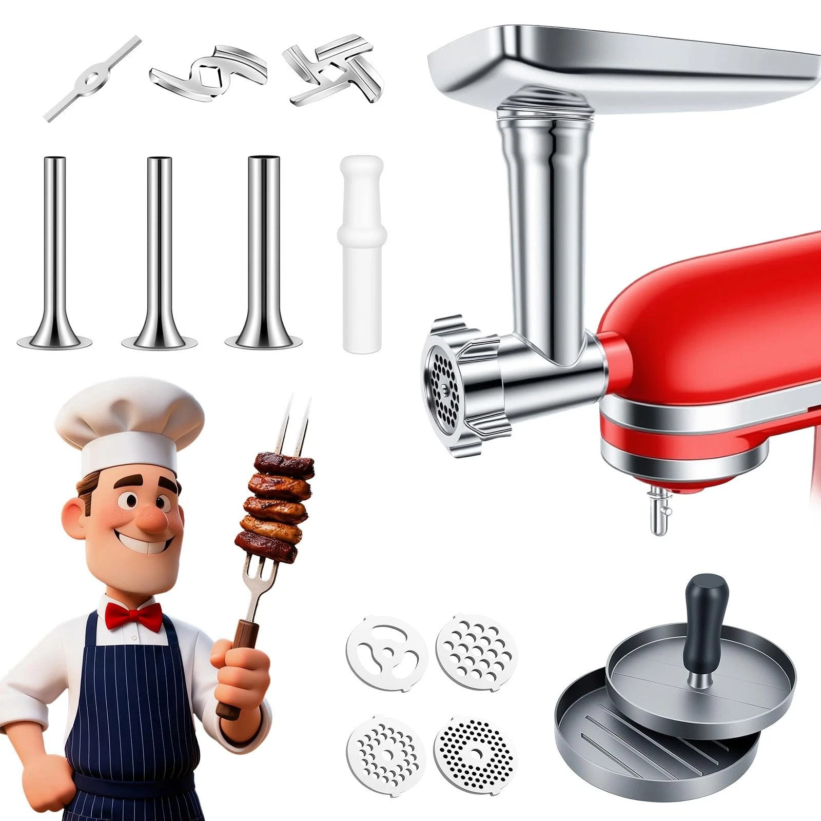 Meat Grinder Attachment With Kitchenaid Stand Mixer,Including Grinder Plates,...