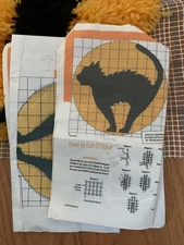 Vintage Halloween Black Cat   Latch Hook Rug Kit Hershners