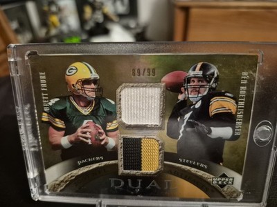 2007 UD DUAL BRETT FARVE BEN ROETHLBERGER GAME USED JERSEY # 89/99