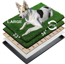 Dog Grass Pee Pads with Tray Large 34x23 in 2 Artificial Grass
