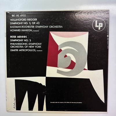 Symphony No 3 LP Vinyl Record Wallingford Riegger Columbia ML 4902