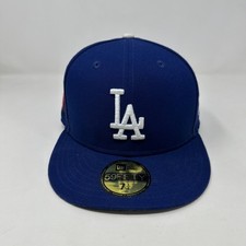 Los Angeles Dodgers Hat Fitted Men 7 1/4 Blue New Era Custom Patches MLB
