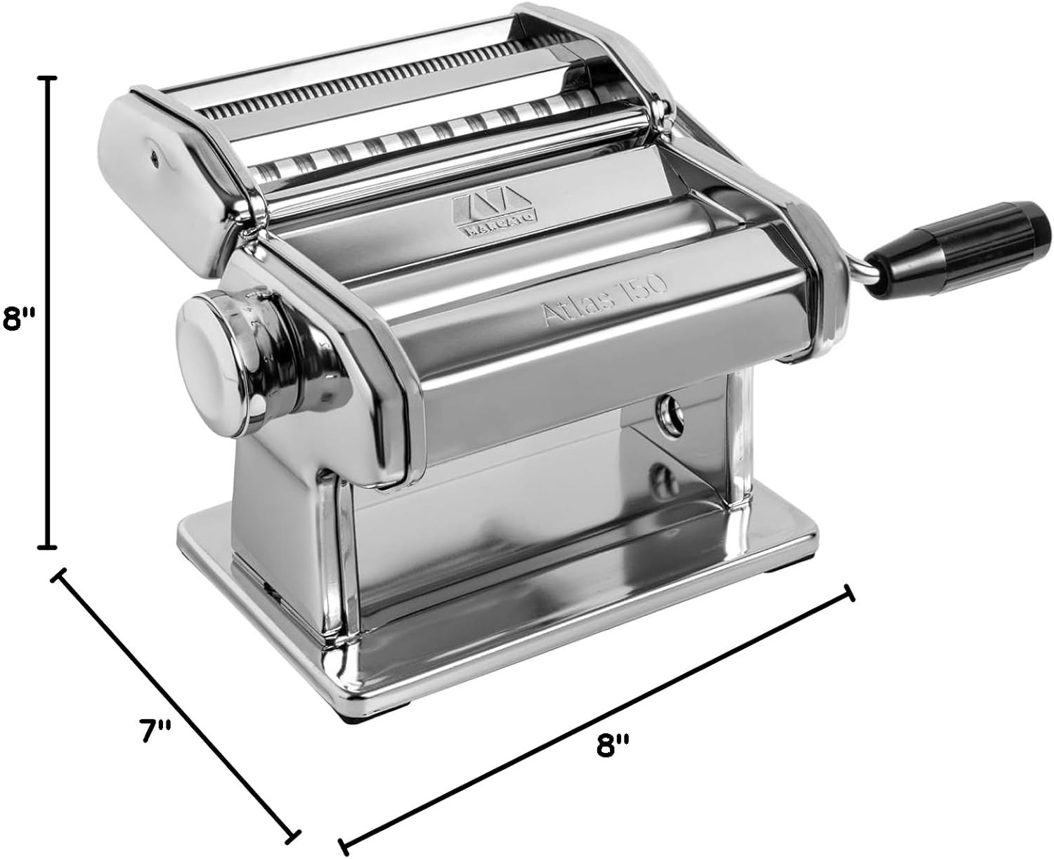 Italian 150 Classic Manual Pasta Maker - Chrome Steel for Lasagna & Fettuccine