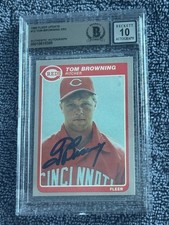 1985 Fleer Update TOM BROWNING ROOKIE SIGNED AUTO BAS Beckett 10 Cincinnati Reds