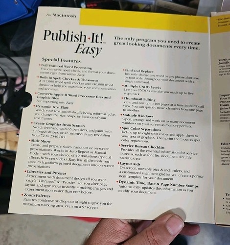 Publish It Easy Ver 2.0 Vintage Software Macintosh 3.5" Floppy Bigbox1990 Mac G1 - Picture 4 of 11