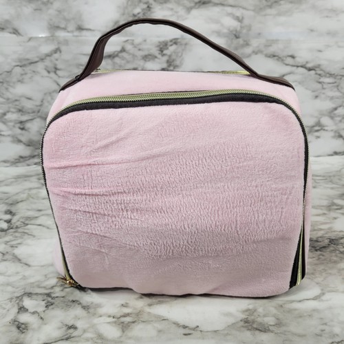 Juicy Couture Travel Cosmetic Bag Pink Velour Brown Embroidered NWTS No Bottle - Picture 3 of 9