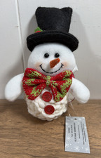 Mini 5  Snowman w/ Festive Bow  Top Hat Wool Felt Ornament NWT