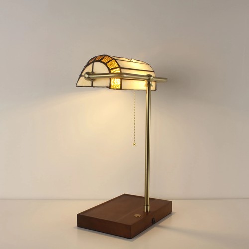 Battery Operated Tiffany Style Bankers Lamp - Grape Lampshade - Picture 3 of 12