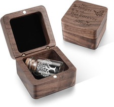 Wooden Box for Ashes - Small Glass Urn for Human Ashes Keepsake, Mini Urns for A