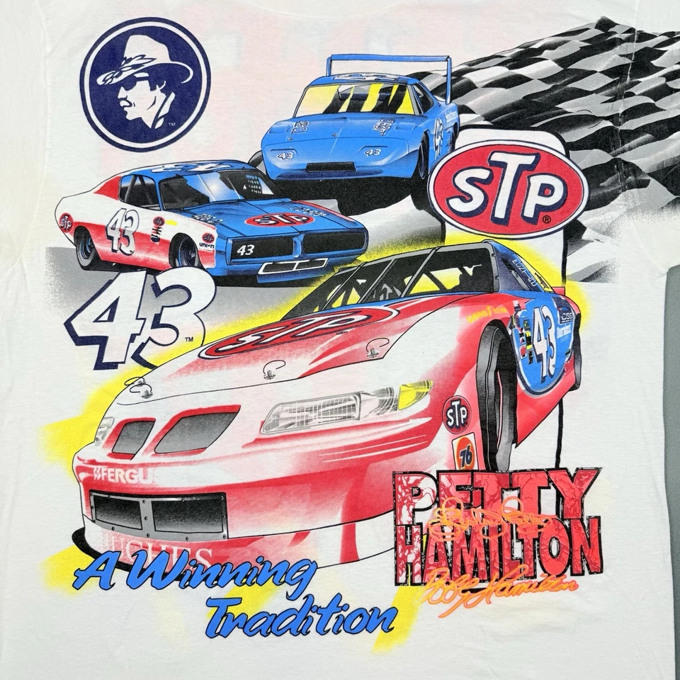 Vtg Bobby Hamilton Graphic T-Shirt Men’s XL White Petty STP A Winning Tradition - Image 4 of 4