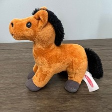 Melissa  Doug Brown Horse Plush Stuffed Animal Pony Black Mane Tail 7 inch