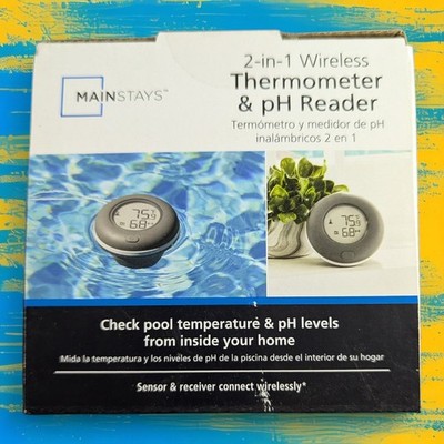 Mainstays 2-in-1 Wireless Pool Thermometer & pH Reader Indoor Display 160ft NIB