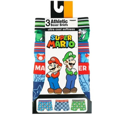 3-pk Super Mario Athletic Boxer Briefs (SIZE 2T-3T) Ultra Cool Softness
