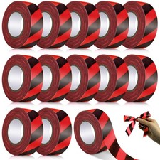 12 Pack Black Red Flagging Tape 1 in x 1800 ft, Non Adhesive Marking Ribbon f...