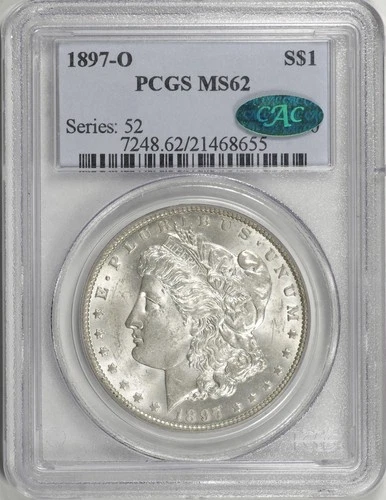 1897-O Morgan Dollar $1 PCGS MS62 CAC, Tough in MS! [BN655]