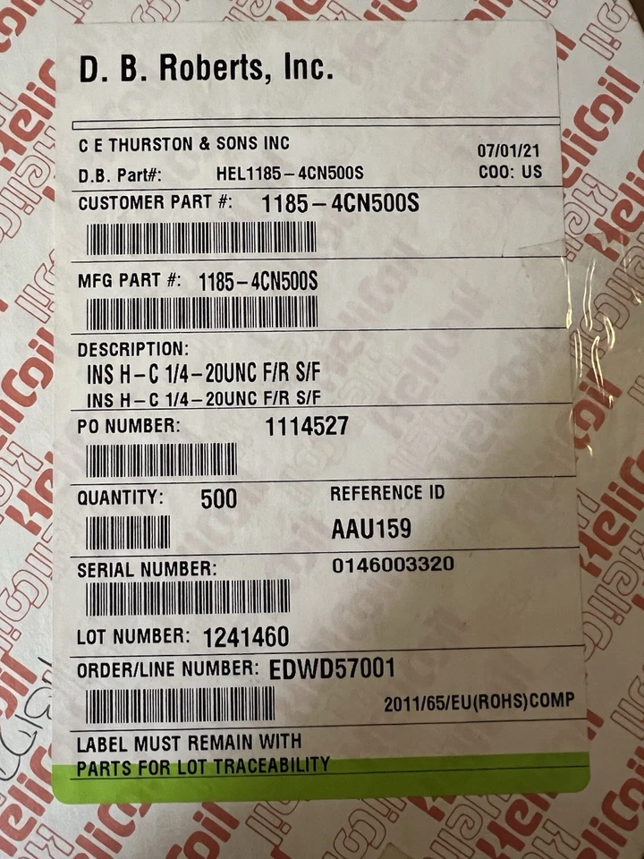 Stanley Helicoil Spool 1/4 - 20UNC 1185-4CN500S. Read Description. - Image 3 of 4