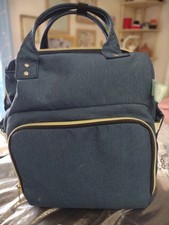 Navy And Gold Backpack Diaper Bag Gently Used