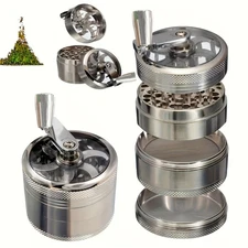 Hand Crank Spic Herb Grinder 4 Layer Manual Crusher Metal Mill Kitchen Accessory