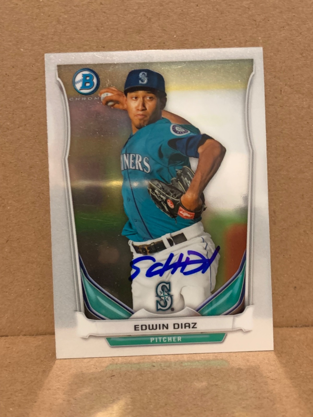 Edwin Diaz Auto 2014 Bowman Chrome BCP15 Signed In Person Los Angeles Dodgers