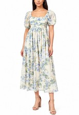 Wallflower Dress Women Size M Ivory Blue Floral Maxi Fairy Boho Cottage Prairie
