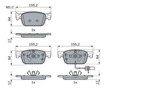 BOSCH 0986424433 BREMSBELAGSATZ FÜR SCHEIBENBREMSE VORNE passend für AUDI A4 A4 ALLROAD A5 - Bild 8 von 8