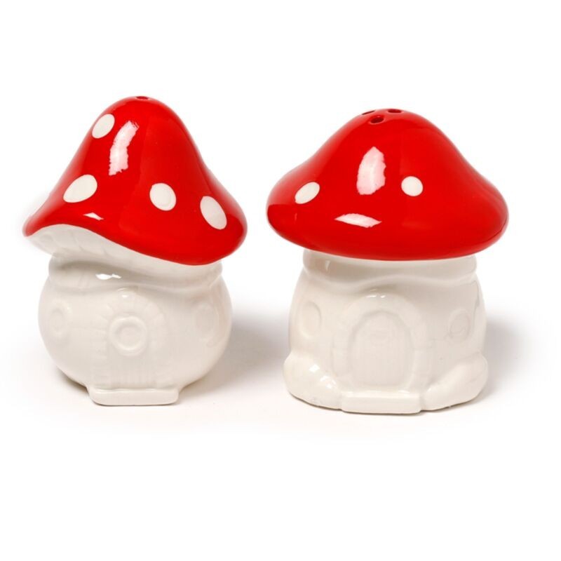 Fairy Toadstool House Ceramic Salt & Pepper Shakers Cruet Set Novelty Gift