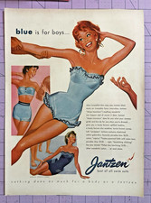 Print Ad 1954 CLOTHING Women's Style Jantzen Swimsuit Blue is for Boys