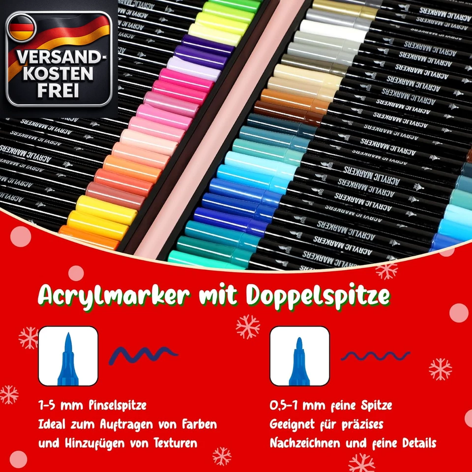 Acrylstifte Set 48 Farben doppelseitig für Leinwand Holz Papier Stoff DIY - Bild 2 von 4