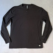 Vuori Long-Sleeve Ever Henley Shirt Mens Extra Large XL Black Elbow Patch Casual