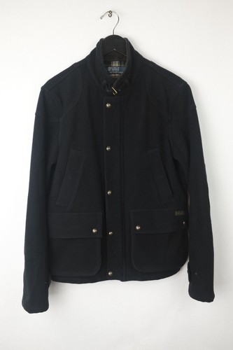 VINTAGE POLO RALPH LAUREN Men's Sz M Navy Blue Wool Harrington Jacket Corduroy - Picture 2 of 10