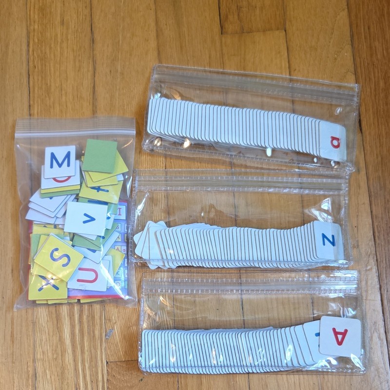 Lot of 4 Letter Tiles To Go Pouch Alphabet Multicolor Ages 4+ Kids