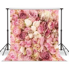 Flower Wall Backdrop Pink Floral Photography Backdrop Romantic Roses Backgrou...