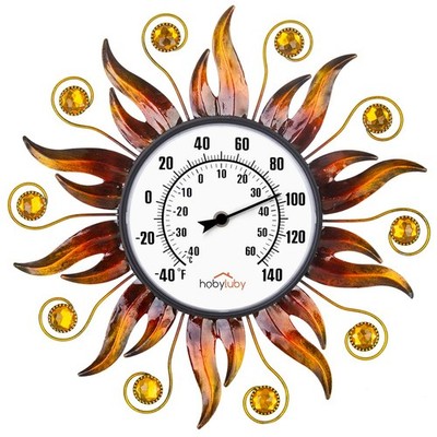 Indoor Outdoor Thermometer, Sun Wall Mounted Thermometer Decorative for Patio...