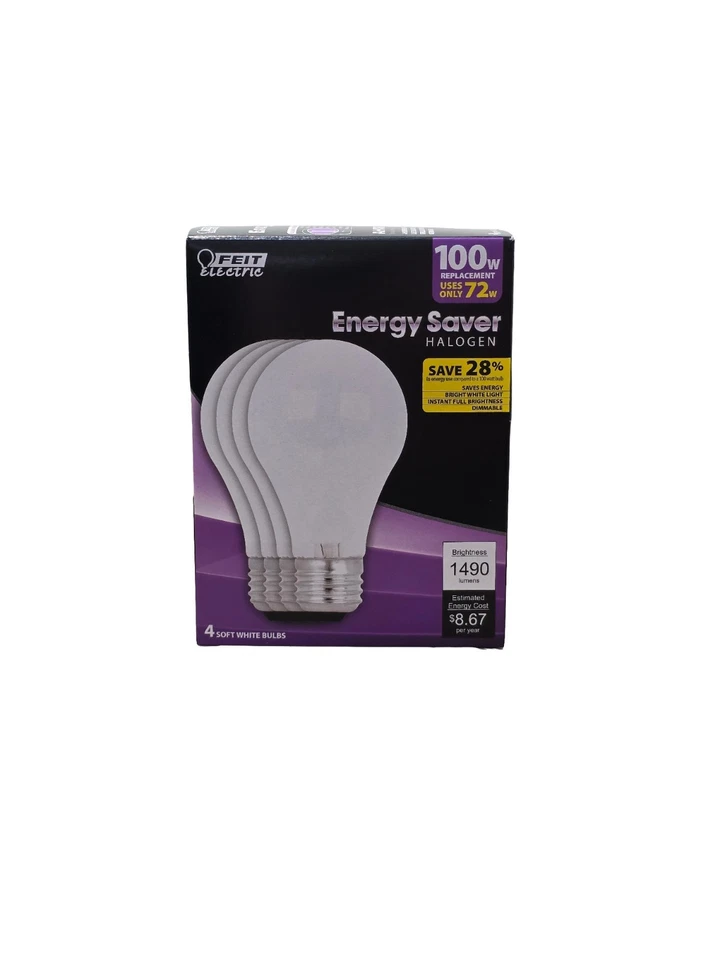 FEIT ELECTRIC Q72A/W/4/RP 100W=72W Light Bulbs | Soft White | 2 X 4-Pack=8 Bulbs - Image 4 of 4