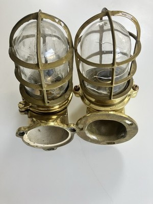 Paar Vintage massive Messing Maritim Schott Leuchten Marine Schiff Wandlampen 5,2 kg