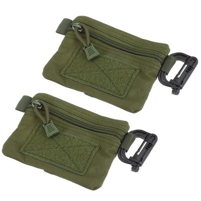 Small Admin Pouch, Nylon Zipper Pouch Storage Pocket 5.3''x4.1'' & Green & 2Pcs