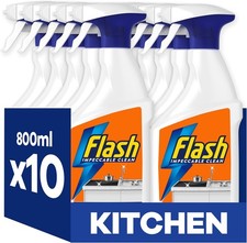 Flash Kitchen Cleaner Spray 8 Litres (800 ml x 10) Kitchen Cleaning Citrus Fr 3.56 per litre