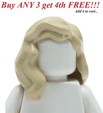 ☀️NEW LEGO Minifig Minifigure Girl Female Women Long Wavy Over Shoulders Tan