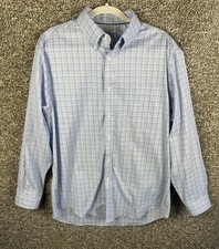 JOS A BANK 1905 Men Stretch Non Iron Tailored Fit Blue Plaid Dress Shirt 17 35