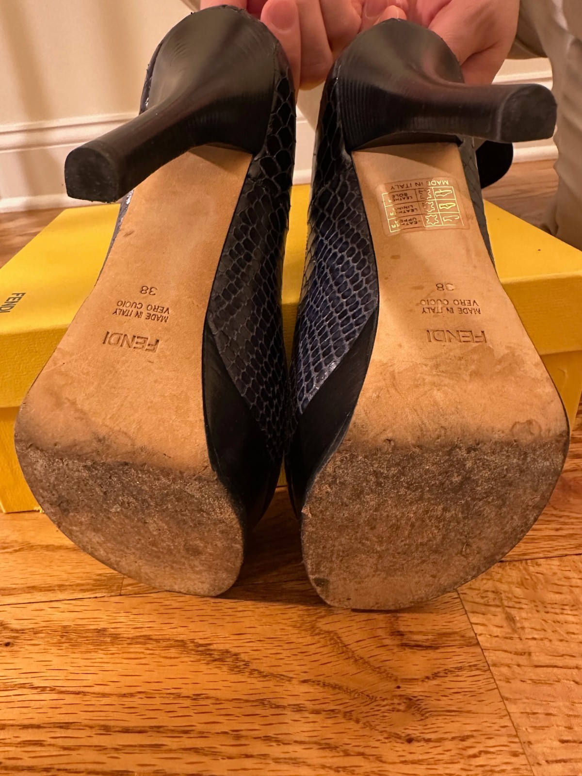 FENDI Fendista Python Embossed Dark Navy Leather … - image 20