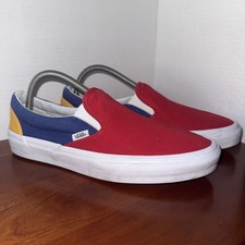 Vans Classic Slip On Yacht Club Shoes Sneakers Red Blue US Womens 10.5 Mens 9